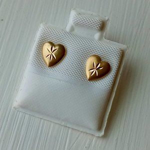 14K Yellow Gold Heart-Shaped Stud Post Earrings